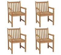vidaXL Chaises de jardin 4 pcs. avec coussins noirs en teck massif
