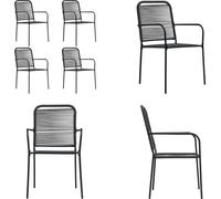 vidaXL Chaises de jardin 4 pcs. Câble de coton et acier noir - Chaise de jardin - Chaises de jardin - Salon de jardin