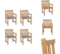 vidaXL Chaises de jardin 4 pcs. Coussin à carreaux gris teck massif - Chaises de jardin