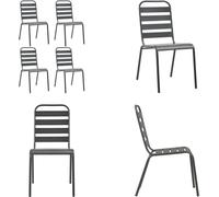 vidaXL Chaises de jardin 4 pcs. Design lattes acier gris foncé - Chaise de jardin - Chaises de jardin - Chaise d'extérieur