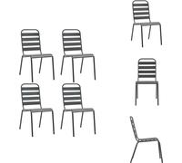 vidaXL Chaises de jardin 4 pcs. Design lattes acier gris foncé - Chaises de jardin