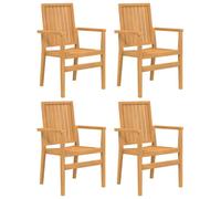 vidaXL Chaises de jardin 4 pcs. empilables 56,5x57,5x91 cm bois massif teck