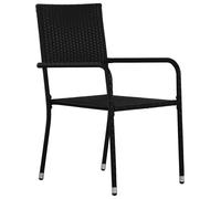vidaXL Chaises de jardin 4 pcs. empilables noir Polyrattan