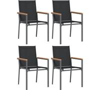 vidaXL Chaises de jardin 4 pcs. noir 55x61,5x90 cm Textilène et acier