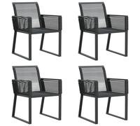 vidaXL Chaises de jardin 4 pcs. noir poly rotin