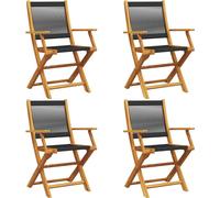 vidaXL Chaises de jardin pliantes lot de 4 – Bois massif d'acacia Noir