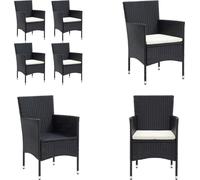vidaXL Chaises de jardin 4 pcs. Poly Rotin Noir - Chaise de jardin - Chaise de jardin - Chaise de salle à manger