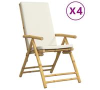 vidaXL Chaises de jardin 4 pcs. Réglable Pliable avec coussin Bambou