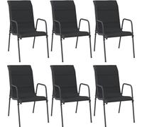 vidaXL Chaises de jardin 6 pcs. acier et textilène noir