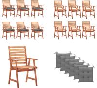 vidaXL Chaises de jardin 6 pcs. avec coussins Acacia massif - Chaise de jardin - Chaise de jardin en bois - Holz Gartenstühle