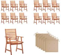 vidaXL Chaises de jardin 6 pcs. avec coussins Acacia massif - Chaise de jardin - Chaise de jardin en bois - Holz Gartenstühle