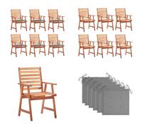 vidaXL Chaises de jardin 6 pcs. avec coussins Acacia massif - Chaise de jardin - Chaise de jardin en bois - Holz Gartenstühle