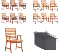 vidaXL Chaises de jardin 6 pcs. avec coussins Acacia massif - Chaise de jardin - Chaise de jardin en bois - Holz Gartenstühle