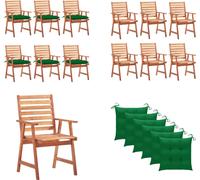 vidaXL Chaises de jardin 6 pcs. avec coussins Acacia massif - Chaise de jardin - Chaise de jardin en bois - Holz Gartenstühle