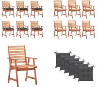 vidaXL Chaises de jardin 6 pcs. avec coussins Acacia massif - Chaise de jardin - Chaise de jardin en bois - Holz Gartenstühle