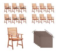 vidaXL Chaises de jardin 6 pcs. avec coussins Acacia massif - Chaise de jardin - Chaise de jardin en bois - Holz Gartenstühle