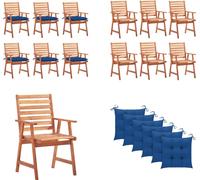 vidaXL Chaises de jardin 6 pcs. avec coussins Acacia massif - Chaise de jardin - Chaise de jardin en bois - Holz Gartenstühle