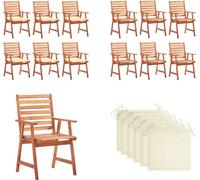 vidaXL Chaises de jardin 6 pcs. avec coussins Acacia massif - Chaise de jardin - Chaise de jardin en bois - Holz Gartenstühle