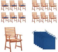 vidaXL Chaises de jardin 6 pcs. avec coussins Acacia massif - Chaise de jardin - Chaise de jardin en bois - Holz Gartenstühle
