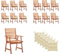 vidaXL Chaises de jardin 6 pcs. avec coussins Acacia massif - Chaise de jardin - Chaise de jardin en bois - Holz Gartenstühle
