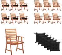 vidaXL Chaises de jardin 6 pcs. avec coussins Acacia massif - Chaise de jardin - Chaise de jardin en bois - Holz Gartenstühle