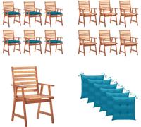 vidaXL Chaises de jardin 6 pcs. avec coussins Acacia massif - Chaise de jardin - Chaise de jardin en bois - Holz Gartenstühle