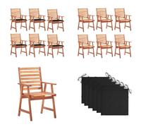 vidaXL Chaises de jardin 6 pcs. avec coussins Acacia massif - Chaise de jardin - Chaise de jardin en bois - Holz Gartenstühle