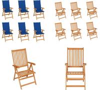 vidaXL Chaises de jardin 6 pcs. avec coussins bleu roi teck massif - Chaise de jardin - Chaises de jardin - Chaise pliante