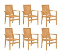vidaXL Chaises de jardin 6 pcs. empilables 56,5x57,5x91 cm bois massif teck