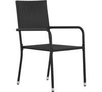 vidaXL Chaises de jardin 6 pcs. empilables noir Polyrattan