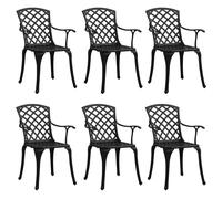 vidaXL Chaises de jardin 6 pcs. Fonte d'aluminium noir