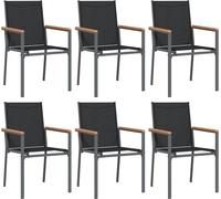 vidaXL Chaises de jardin 6 pcs. noir 55x61,5x90 cm Textilène et acier