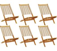 vidaXL Chaises de jardin 6 pcs. Pliable Beige Bois massif Acacia