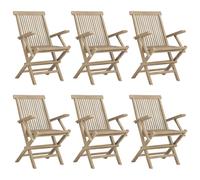 vidaXL Chaises de jardin pliantes Bois massif teck 56x61x89 cm Gris Lot de 6