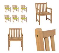 vidaXL Chaises de jardin 6 pièces avec coussins vert clair Bois massif teck - Chaise de jardin - Chaises de jardin - Fauteuils de jardin - Chaise en bois