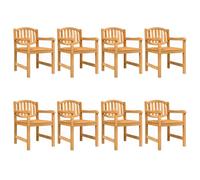 vidaXL Chaises de jardin Lot de 8 58x59x88 cm Bois massif teck