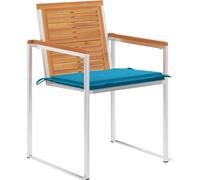 vidaXL Chaises de jardin 8 pcs. Bois d'acacia massif avec coussins empilables bleu H.85 cm