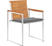 vidaXL Chaises de jardin Lot de 8 – Bois massif d'acacia avec coussins, empilables gris H. 85 cm