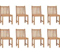 vidaXL Chaises de jardin Lot de 8 avec coussins en teck massif