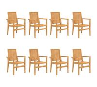 vidaXL Chaises de jardin Lot de 8 empilables 56,5x57,5x91 cm bois massif teck