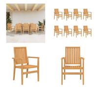 vidaXL Chaises de jardin 8 pcs. empilables 56,5x57,5x91 cm bois massif teck - Chaise de jardin empilable - Chaise de jardin empilable