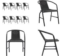 vidaXL Chaises de jardin 8 pcs. Rattan Optik Plastique et acier 110 kg - Chaise de jardin - Chaises de jardin - Chaise d'extérieur - Chaise de terrasse