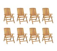 vidaXL Chaises de jardin 8 pcs. Réglable bois massif teck