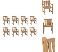 vidaXL Chaises de jardin 8 pièces Coussins gris à carreaux Bois massif Teck - Chaises de jardin