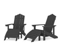 vidaXL Chaises de jardin Adirondack 2 pcs. avec tabourets HDPE blanc