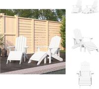 vidaXL Chaises de jardin Adirondack 2 pcs. avec tabourets HDPE blanc - Chaises de jardin