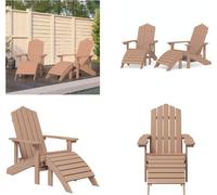 vidaXL Chaises de jardin Adirondack 2 pièces avec tabourets HDPE marron - Chaise de jardin - Chaises de jardin - Chaise d'extérieur - Fauteuil de jardin