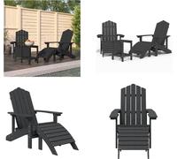 vidaXL Chaises de jardin Adirondack avec tabouret et table en HDPE anthracite - Chaise de jardin - Chaises de jardin - Chaise d'extérieur - Fauteuil de jardin