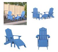 vidaXL Chaises de jardin Adirondack avec tabouret et table en HDPE, couleur aigue-marine - Chaise de jardin - Chaises de jardin - Chaise d'extérieur - Fauteuil de jardin