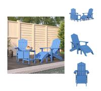 vidaXL Chaises de jardin Adirondack avec tabouret et table en HDPE, couleur aigue-marine - Chaises de jardin